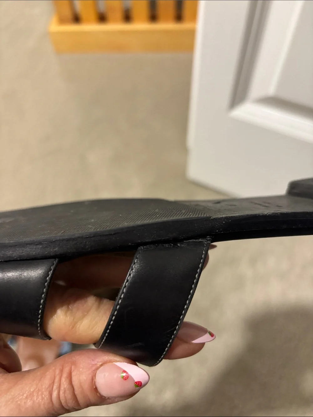 Hermes Black and Tan Oran Leather Slide Sandals - Picture 7 of 7